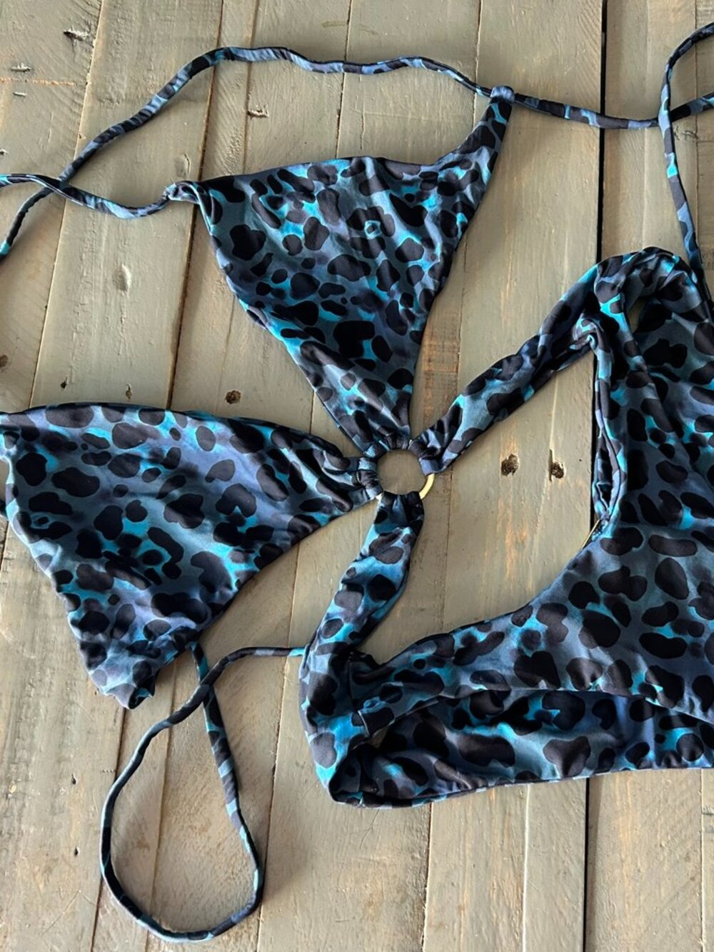 San Lorenzo Blue and Black Animal Print One-Piece Bikini